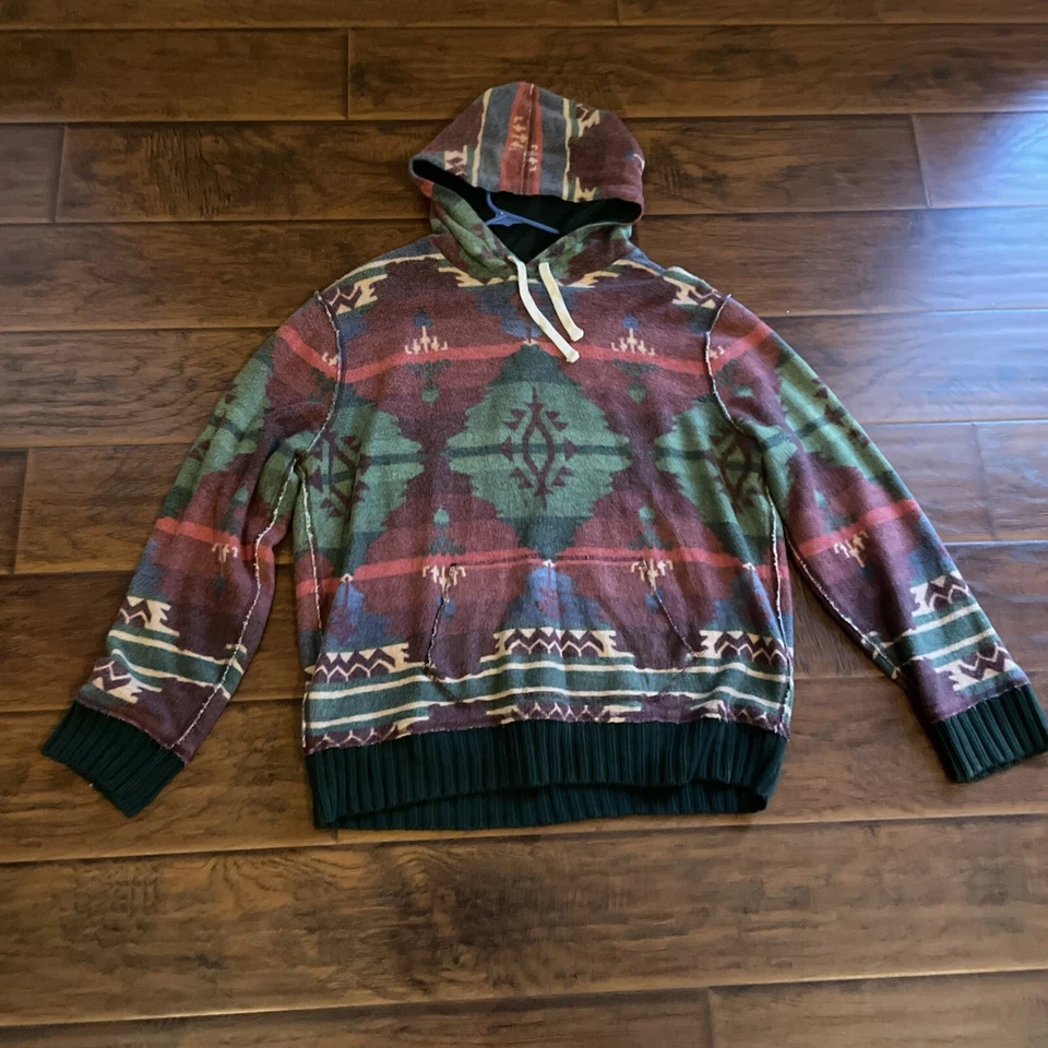 Moletom com capuz vintage Polo Ralph Lauren masculino XL asteca navajo sudoeste raro - Imagem 2 de 4