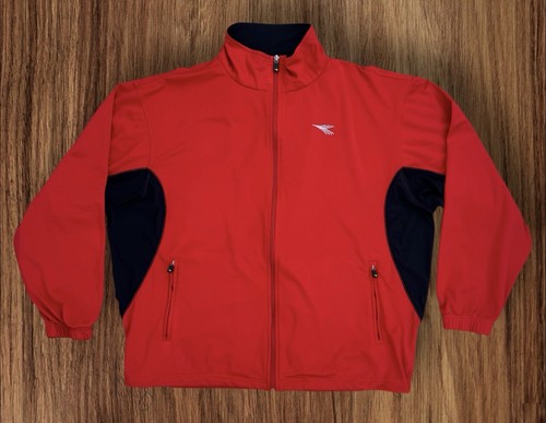 Diadora Jacket Mens L Rigore Warm Up Red Full Zip Soccer Track Athletic Wear - Picture 10 of 11