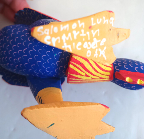 Alebrije Oaxacan Mexiko Huhn geschnitzt Holz handbemalt Volkskunst signiert - Bild 5 von 8