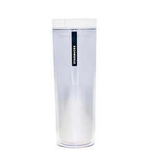 UPC 762111000552 product image for Starbucks White Silver Gradient Matte Acrylic Travel Tumbler Cup 16 oz Badge | upcitemdb.com