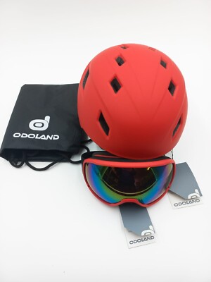 Odoland Skihelm und Skibrille Set - UV 400 Schutz für Skifahren Size 55-59 cm