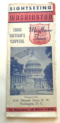 Vtg 1940s Mayflower Tours Sightseeing Washington DC Advertising Brochure 