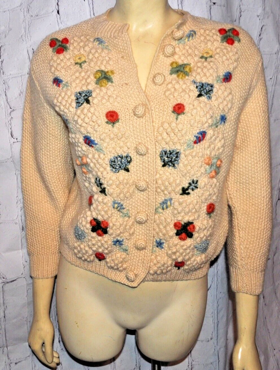 Vintage English Flower hand knit Cardigan REMARKABLE