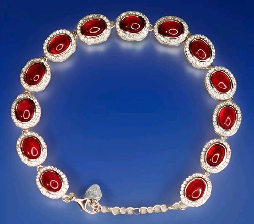 Natural 11.7 CTW Mozambique Ruby, Topaz & .925 Sterling Silver Bracelet! - Bild 2 von 8