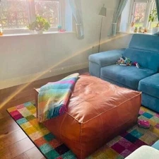 Moroccan Quality Footrest Best 30''Unstuffed Aamazing Genuine Pouffe New Leather