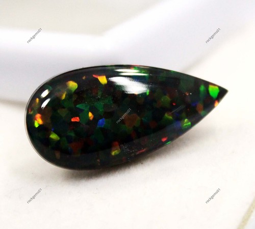 11.70 Ct Natural Australian Fire Opal Doublet Black Shine Gemstone Certified - Picture 4 of 7