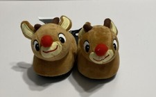 RUDOLPH The Red Nosed Reindeer Licensed Baby Toddler Slippers Brown Size 2 NWT