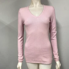Lady Hathaway 100% Cashmere Pale Purple V-Neck Sweater Small S