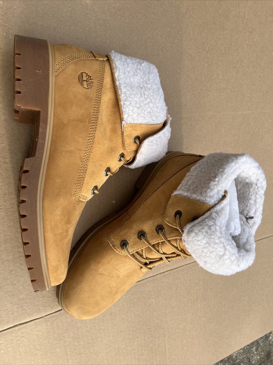 Timberland Women's A1SGA Leather Sherpa Fold Down Boots Size 8.5