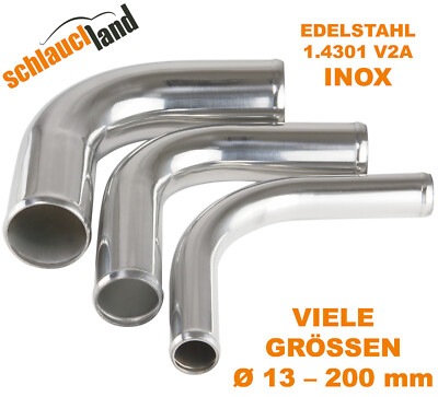 90° Edelstahl Bogen V2A Ø 13-200mm 1.4301 Edelstahlrohr SS304 Schlauch Rohrbogen