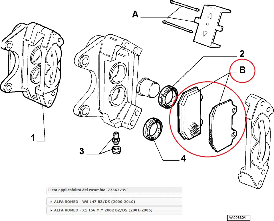 Plaquettes de Frein Avant 77362239 Alfa 147 156 3.2 V6 Gta - Sangles Alfa - Photo 3/4