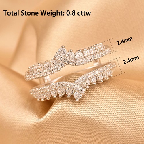 Newshe Ring Enhancers Insert Engagement Ring 925 Silver CZ Wedding Band for Her - Picture 8 of 15