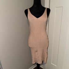 Reformation Beige Ribbed Tank Dress Medium
