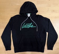 Lacoste - Live - Hoodie - Farbe:  Schwarz mit grünem Big Logo - Gr. L *TOP*