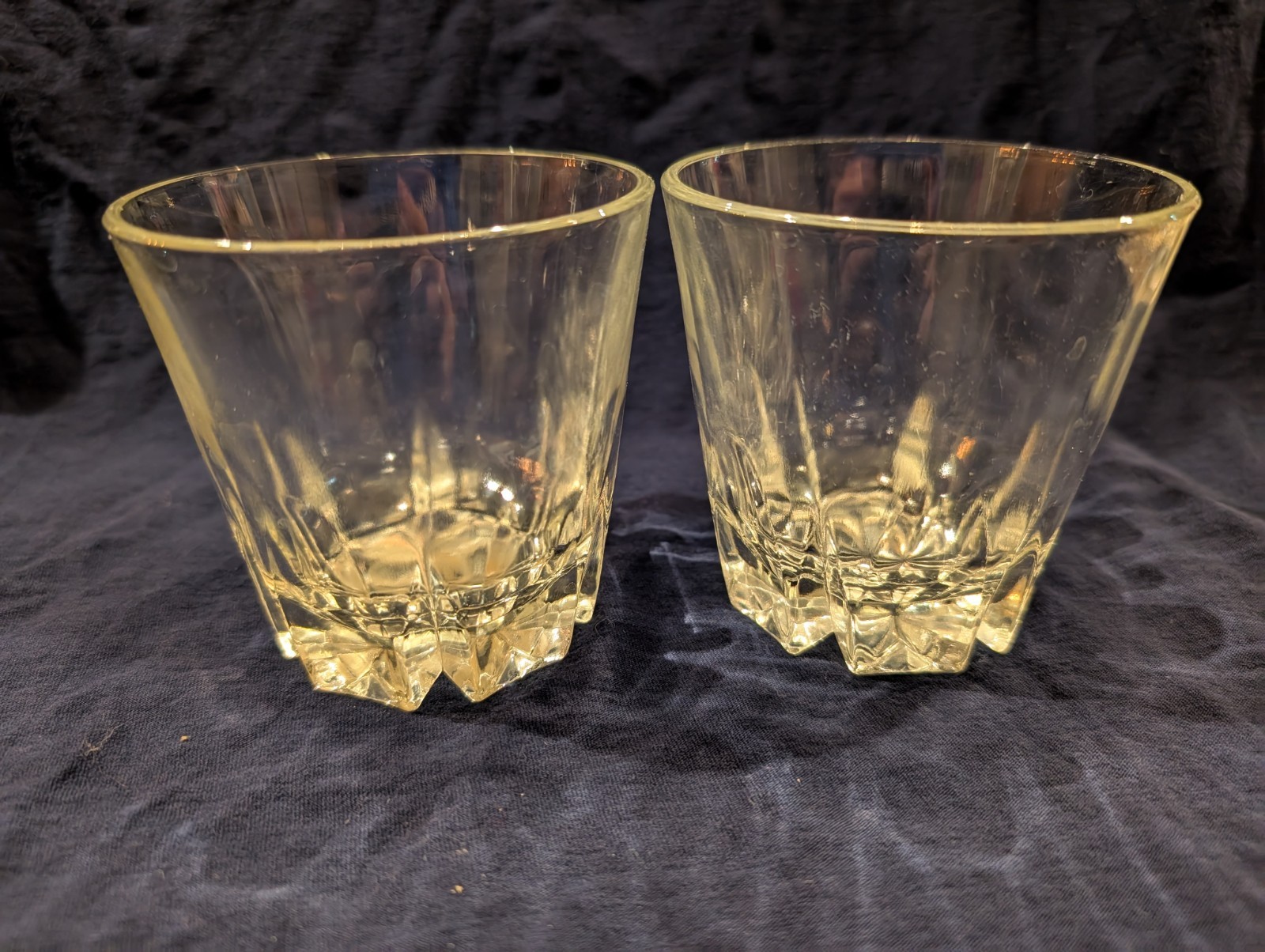 2 Vintage Double Old Fashion Italian Thumb Print Rocks Glasses
