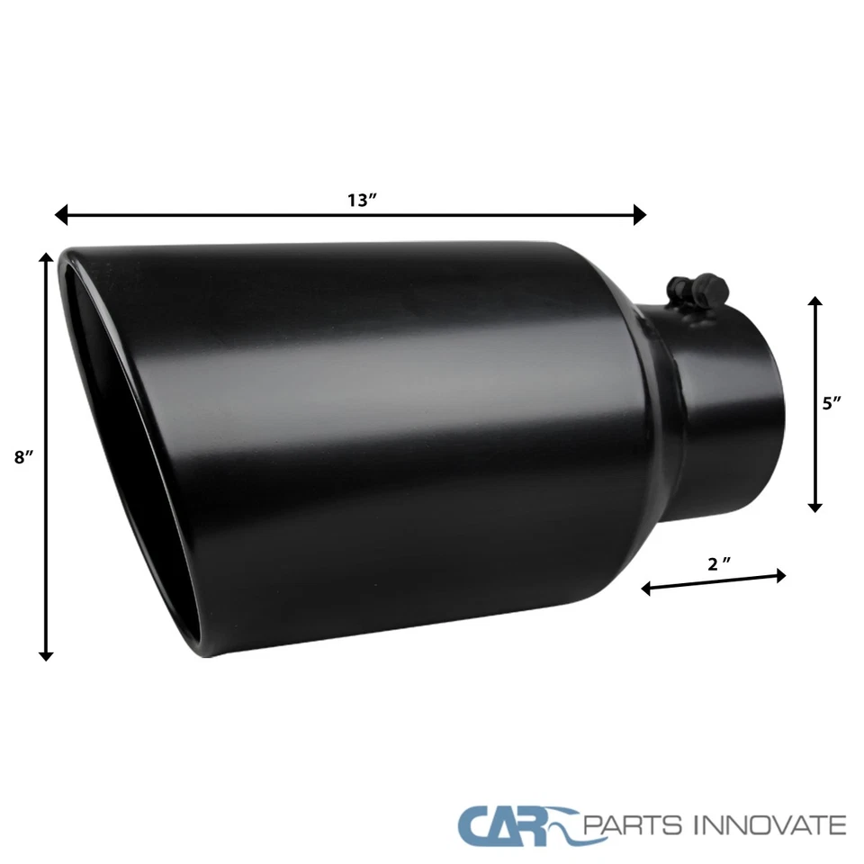 8" Outlet / 5" Inlet Black Stainless Steel 15" Long Bolt On Diesel Exhaust Tip - Image 3 of 4