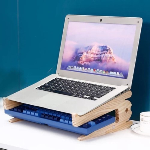 Foldable Laptop Stand Wooden Notebook Cooling Pad New Notebook Stand Desktop - Afbeelding 3 van 11