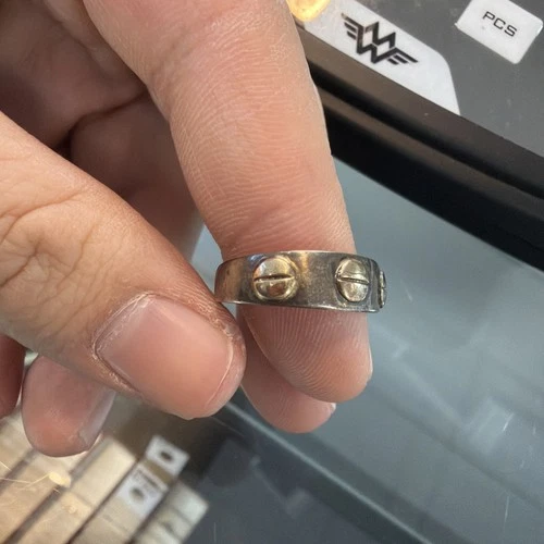 UNUSUAL Vintage RING Gold Buttons on 925 Silver Estate 8 Size