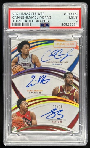 2021-22 Immaculate Cunningham Evan Mobley Scottie Triple RC Auto #6/10 PSA 9