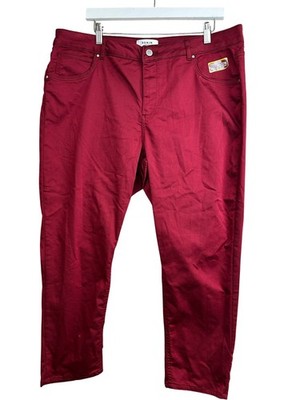 Monsoon Denim Damen Jeans Gr. UK 22 Cropped Rot Freizeit Stretch Preloved