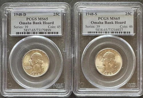 1948 D&S Washington Quarters PCGS MS65 Omaha Bank Hoard  Free US Shipping