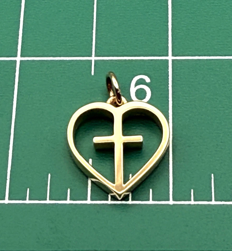 Colgante James Avery Retirado Oro Amarillo 14KT Amo Jesús Cruz en Corazón Dije Foto 4 de 4