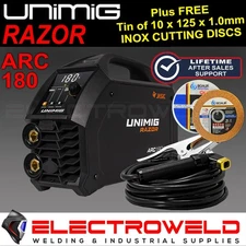 UNIMIG Razor Arc 180 Welder Tig Stick MMA 15A Plug Invertor DC Razorweld U13005
