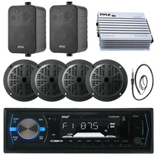 Pyle Stereo Receiver, 4x 5.25'' Speakers, 2x 4" Speakers, 4CH 400W Amp, Antenna