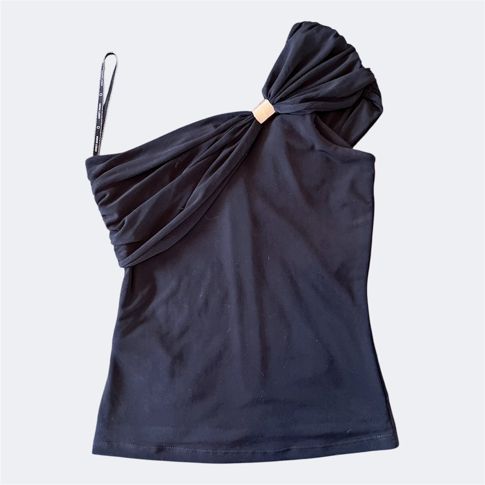 Herve Ledger Sofia One Shoulder Ring Draped Top Black S / US 4 / AU 8 Tank image 6