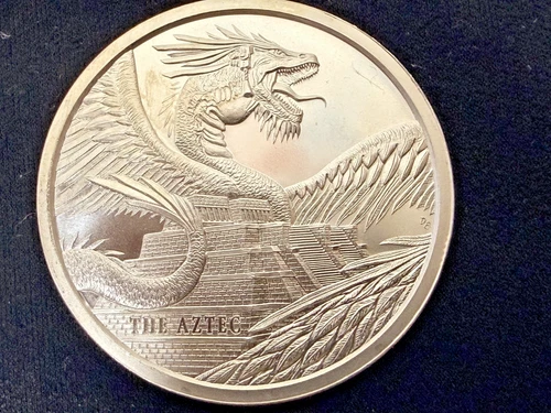 WORLD OF DRAGONS AZTEC DRAGON 1 OZ SILVER AND COPPER .999 AG ROUND