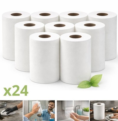 Putzrollen Handtuchrolle Zellstoff 2-lagig Werkstattrolle Putzpapier weiß 24 Stk
