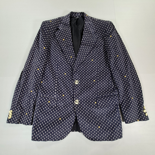 Fendi Herren Blazer dunkelblau 42 R Cord Baumwolle Jacke maritim Anker RAR