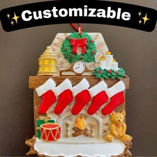 Personalized Customizable Fireplace Stockings 3D Ornament Family Friends of 5