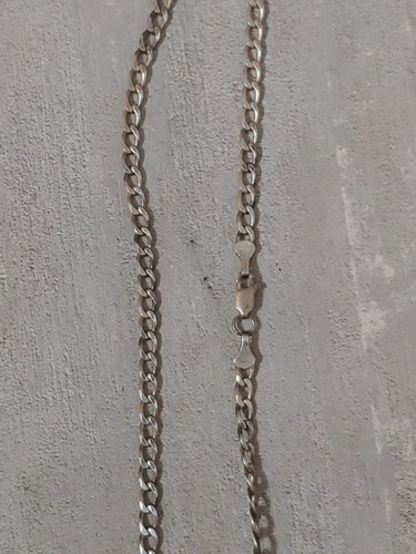 925 Sterling Silver 3mm Curb Cuban Chain Necklace 19.5” Signed Vintage