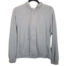 Zella Womens Small Gray Hoodie Sweatshirt Jacket Full Zip Long Sleeves Athletic