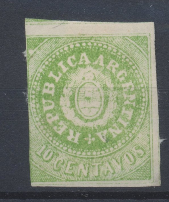 Argentina Stamps 1862 10c Green [T3] SG8 Hinged Mint CV £150