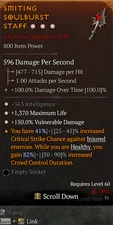 Diablo 4 S10 Staff 3GA 363 Intelligence 1370 max life 150% Vulnerable damage