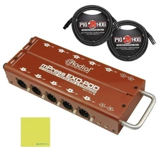 Radial Engineering Exo-Pod Broadcast Splitter Bundle w/2-Pack Pig Hog PHM10 8...