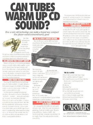 Carver - SD/A-490t CD Player - Original Magazine Ad - 1992