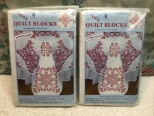 2 X Jack Dempsey Stamped White Quilt Blocks 18"X18" Interlocking XX Colonial