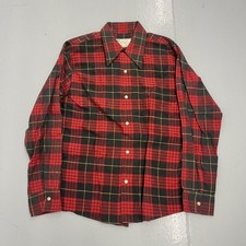 NOS Vintage 70s JCPenney Red Plaid Flannel Loop Collar 1970s True Vintage