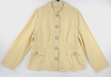 Chico's Jacket Sz 3 XL/16-18 Yellow Shimmer 55 Linen Long Sleeve Pockets
