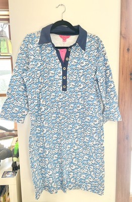 Lilly Pulitzer Ainslee Dress Lunar Blue Palm Beach Petals size XLarge NWT