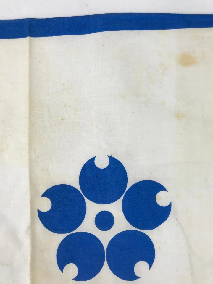 Pañuelo japonés de colección Bandana Fabric Expo 1970 Osaka blanco azul JK815 Foto 3 de 4