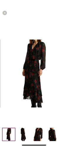Ralph Lauren Floral Georgette Blouson V Neck Long Sleeve Maxi Dress Size 8 - Picture 1 of 10