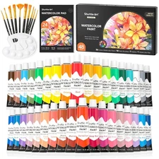 Shuttle Art 48 Pack Watercolor Paint Set, 36 Colors Watercolor Paint in Tubes...