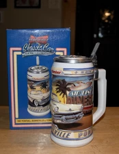 '01 Budweiser Classic Car Series 1957 Pontiac Bonneville Convertible Stein w/Box
