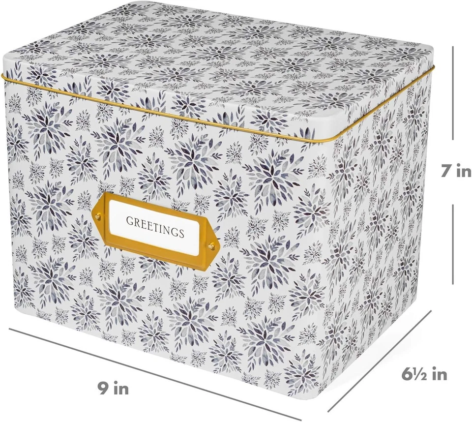 Decorative Metal Gift Card Organizer Box Set with Dividers and Envelopes - Image 4 of 4