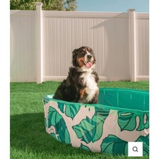 Portable Dog Swimming Pool Kiddie Pool Pet Bath Tub Foldable Green Leaves