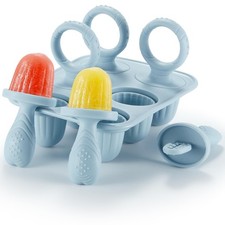 ACOOKEE Toddler Popsicles Molds 1 Pack 6 Handle, BPA Free Silicone 1 oz